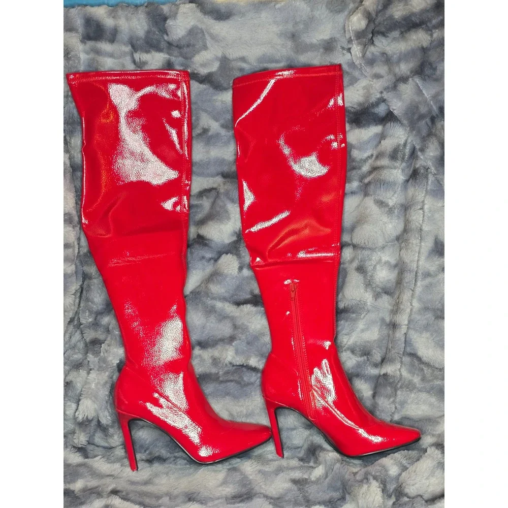 NWOB I.N.C. International Concepts Keenah Over-The-Knee Boots‎ Red size 7